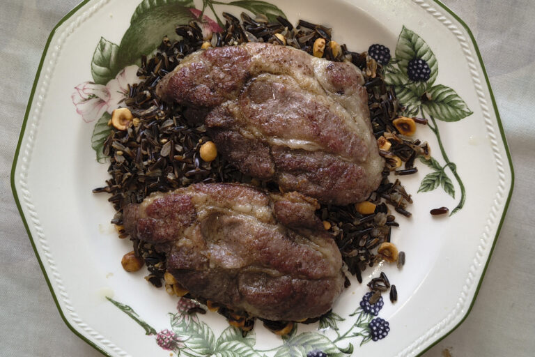 Zizania con cabeza de lomo ibérico